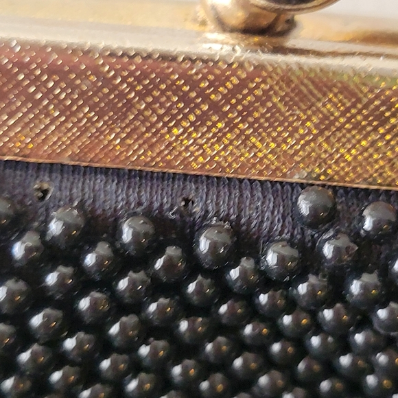 Vintage Beaded Black Clutch Bag Silver Chain Strap ~ 1960? ~ Made in Hong Kong - Picture 16 of 16